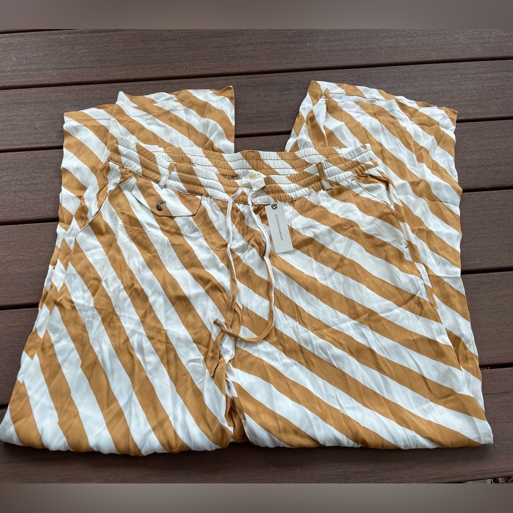 Maeve anthropologie straight leg pull on silk pants